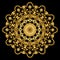 Gold geometric symmetric motif on the black background