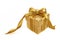 Gold gift box with gold ribbon isolated