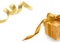 Gold gift box with Shiny gold satin ribbon