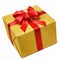 Gold gift box with smart red bow