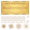 Gold Gift certificate (Voucher) template. Pattern