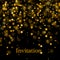 Gold glitter background with sparkle shine light confetti. Vector glittering black background.