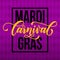 Gold glitter calligraphy Mardi Gras lettering for masquerade carnival