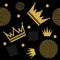 Gold glitter crown set iers set of king crowns. Sparkling diadems and crowns for your design.