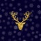 Gold Glitter Deer Head with Branched Horns