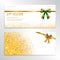 Gold glitter gift voucher, certificate, coupon for festive season