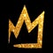 Gold glitter hand drawn crown. Sign king, queen, princess.