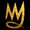 Gold glitter hand drawn crown. Sign king, queen, princess.