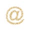 Gold glitter icon of e-mail isolated on background. Art creative concept illustration for web, glow light confetti