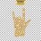 Gold glitter icon of hand rock isolated on background.