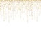 Gold glitter lines on white background. Glitter decoration frame. Golden sparkling confetti. Luxury holiday border