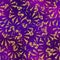 Gold glitter and purple tropical seamless pattern