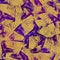 Gold glitter and purple tropical seamless pattern