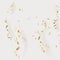 Gold glitter realistic confetti flying on white holiday banner background.