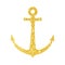 Gold glitter sparkle anchor isolated on white background. Luxury golden nautical symbol. Vector illustration of