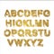 Gold glitter sparkling alphabet. Decorative golden luxury letters . Shiny glam abstract abc. Golden glitter text good for sale, ho