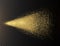 Gold glitter spray on transparent background. Glowing drops in motion. Golden magic star dust. Light particles. Bright glitter