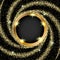 Gold glitter swirl, Golden dust spiral confetti elements. frame or border background vector illustration. Sparkle dots