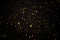 Gold glitter texture on a black background. Holiday background. Golden explosion of confetti. Golden grainy abstract texture on a