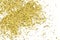 Gold Glitter Texture Isolated On White. Amber Particles Color. Celebration Background. Golden Explosion Of Confetti.