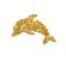 Gold glitter vector dolphin. Golden sparkle fish.