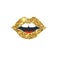 Gold glitter vector lips. Golden sparkle kiss.