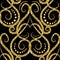 Gold glitter Vintage ornamental vector seamless pattern. Arabic style patterned  ornate background. Repeat damask glittering