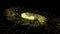 Gold glittering spiral trail of sparkling dust particles on black background. Twisted magic comet tail. Golden twirl spinning flyi