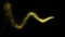 Gold glittering star dust wave of trail sparkling particles on black background. Space comet tail. Golden flying particles