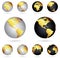 Gold globes of planet Earth