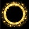 Gold glow glitter circle frame with stars.