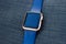 Gold golden blue smart watch turn off black screen close up