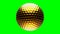 Gold golf ball isolated on green chroma key background.