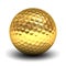 Gold golf ball over white background with reflection