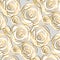 Gold and gray hand drawn rose motif.