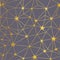 Gold grey stars network vector seamless pattern.