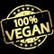 gold grunge stamp with Banner 100% vegan