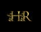 Gold H, R and HR Luxury Letter Logo Icon. Graceful royal style. Luxury alphabet arts logo