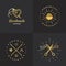 Gold handmade vintage hipster logo vector set. Part one.