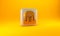 Gold Hangar with servers icon isolated on yellow background. Server, Data, Web Hosting. Silver square button. 3D render