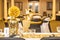 Gold Head Table Centerpiece at Black, White and Gold Themed Party