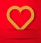 Gold Heart applique on red background