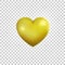 Gold heart. Realistic metallic 3d heart for Valentine`s Day. Shiny gold heart