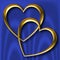 Gold Hearts on Blue Silk