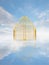 Gold heavens gate in the sky / 3D illustration