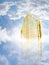 Gold heavens gate in the sky / 3D illustration