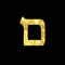Gold Hebrew letter. The Hebrew alphabet. Golden Mem.