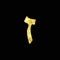Gold Hebrew letter. The Hebrew alphabet. Golden Zain.