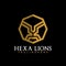 Gold Hexa Lion, Luxury Lions Head, Abstract emblem logo design concept for template