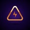 Gold High voltage icon isolated on black background. Danger symbol. Arrow in triangle. Warning icon. Vector